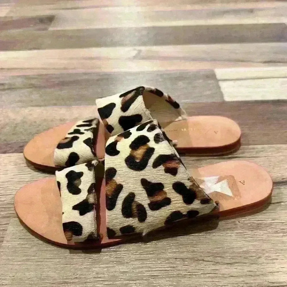 Anthropologie Womens Monica Leopard Hair Slide On Sandals Sz 36/5.5 - Picture 1 of 5
